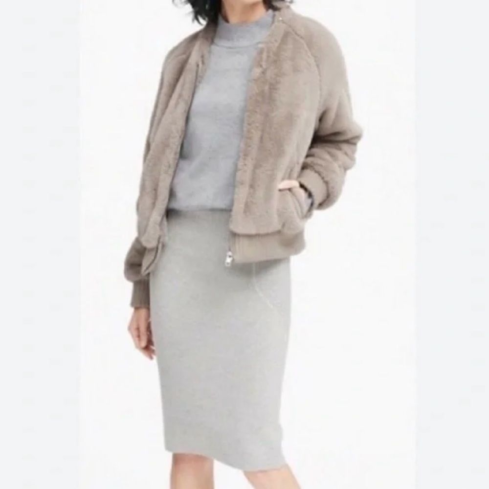 Banana Republic Faux Fur Bomber Jacket taupe S